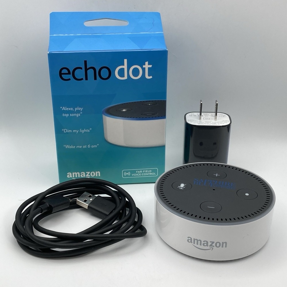 Amazon Echo Dot 2nd Gen / RS03QR / Tested Working / Adapter / Cord / Box